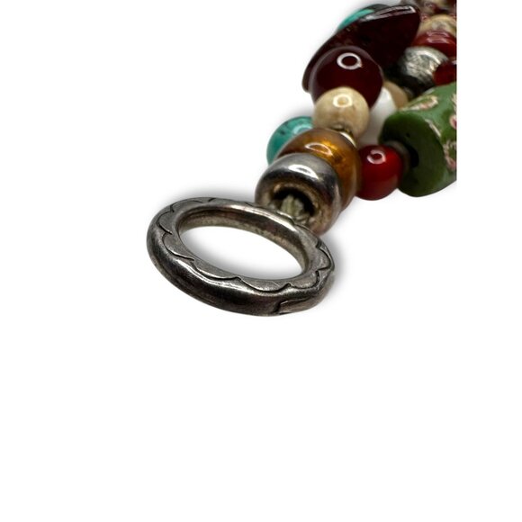 Handcrafted African Trade Bead Bracelet With Heart Centerpiece - Picture 9 of 13